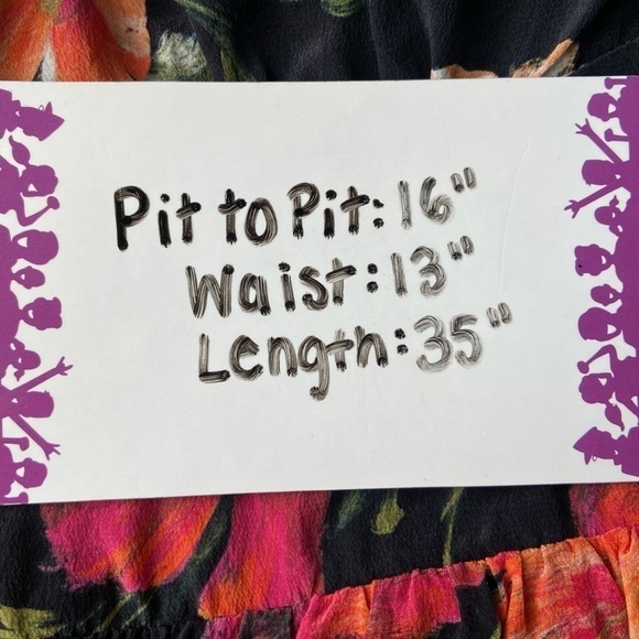 The Kooples Silk Black Pink Orange Floral Long Sleeve Button Formal Ruffle Dress - Picture 16 of 16